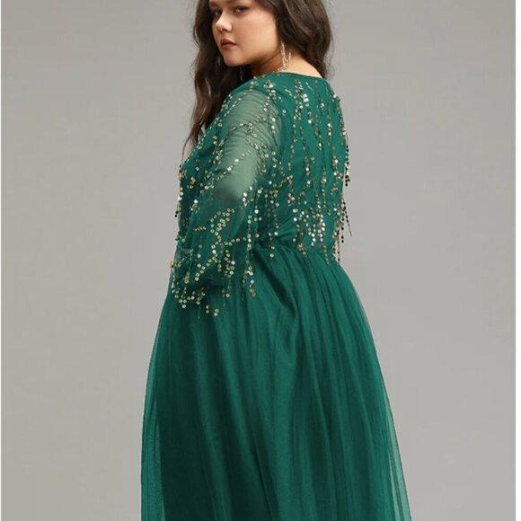 BloomChic Plus Size Sequin Mesh Patchwork Tassel Dress 2XL us 18 - Picture 2 of 5